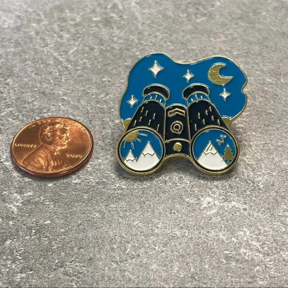 Camping Binoculars Enamel Pin/ Brooch Lapel